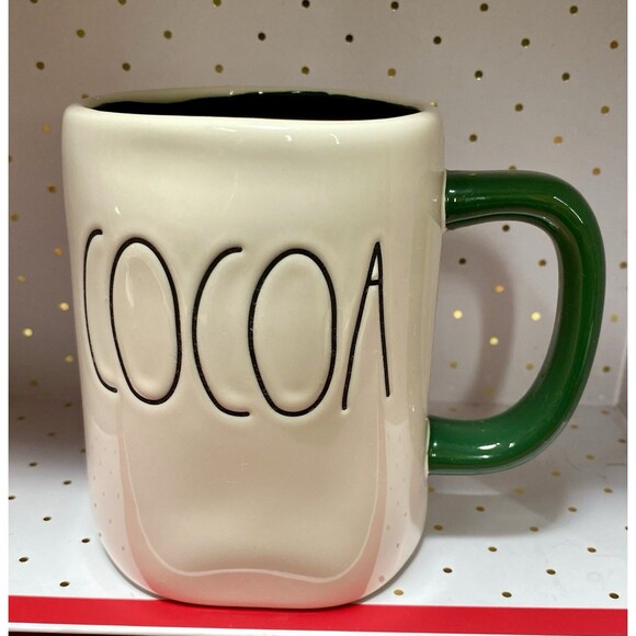 Rae Dunn Artisan Collection COCOA White w/Green Interior Double Sided Winter - Picture 1 of 7